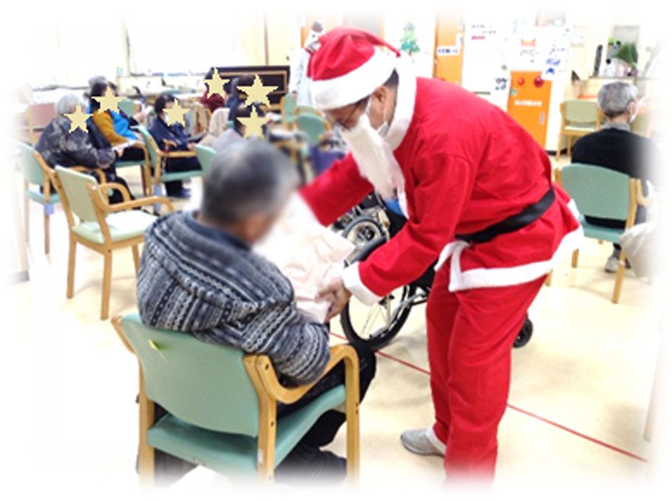 クリスマスプレゼントを受け取る様子